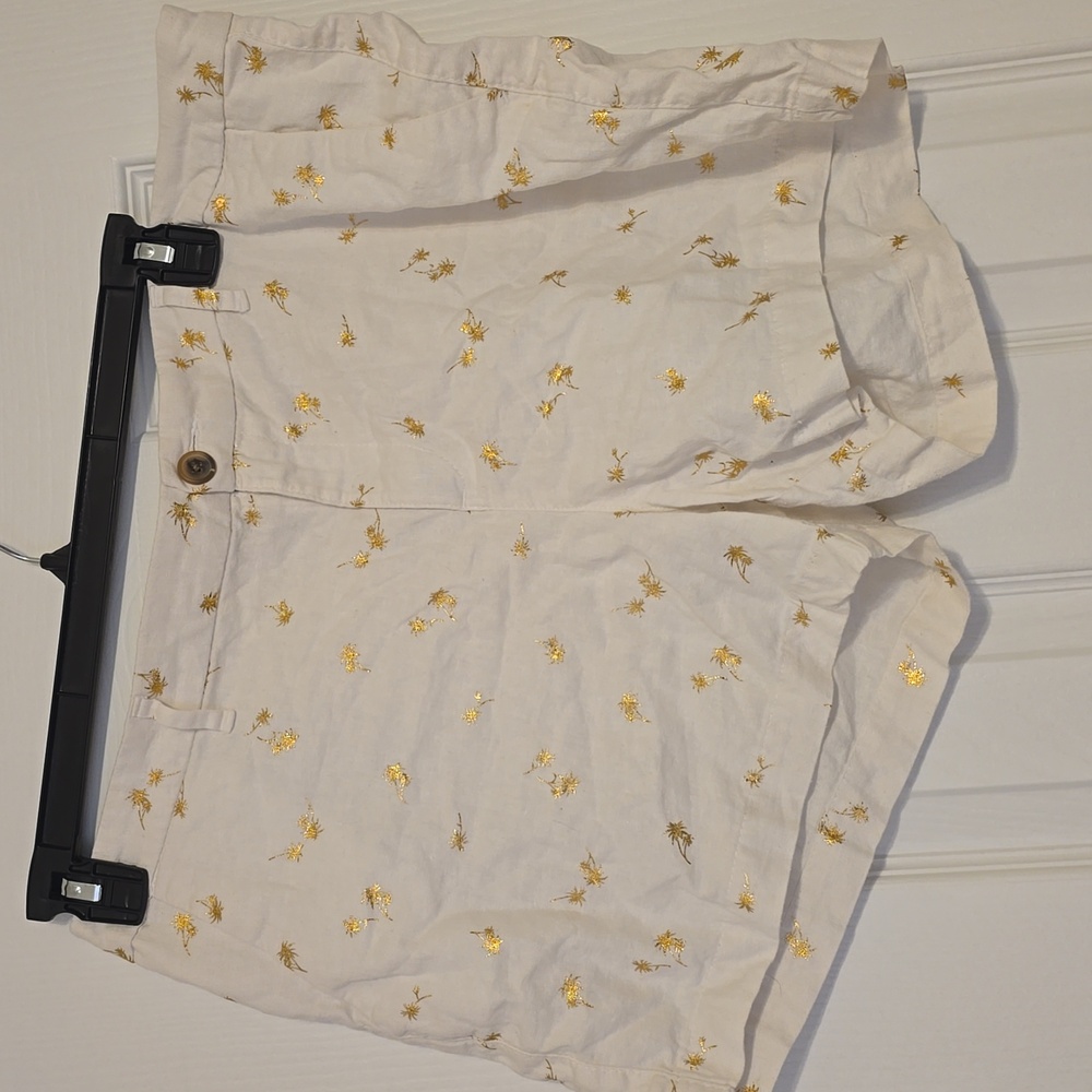 Old Navy Women's Cream Shorts with Gold Palm Trees